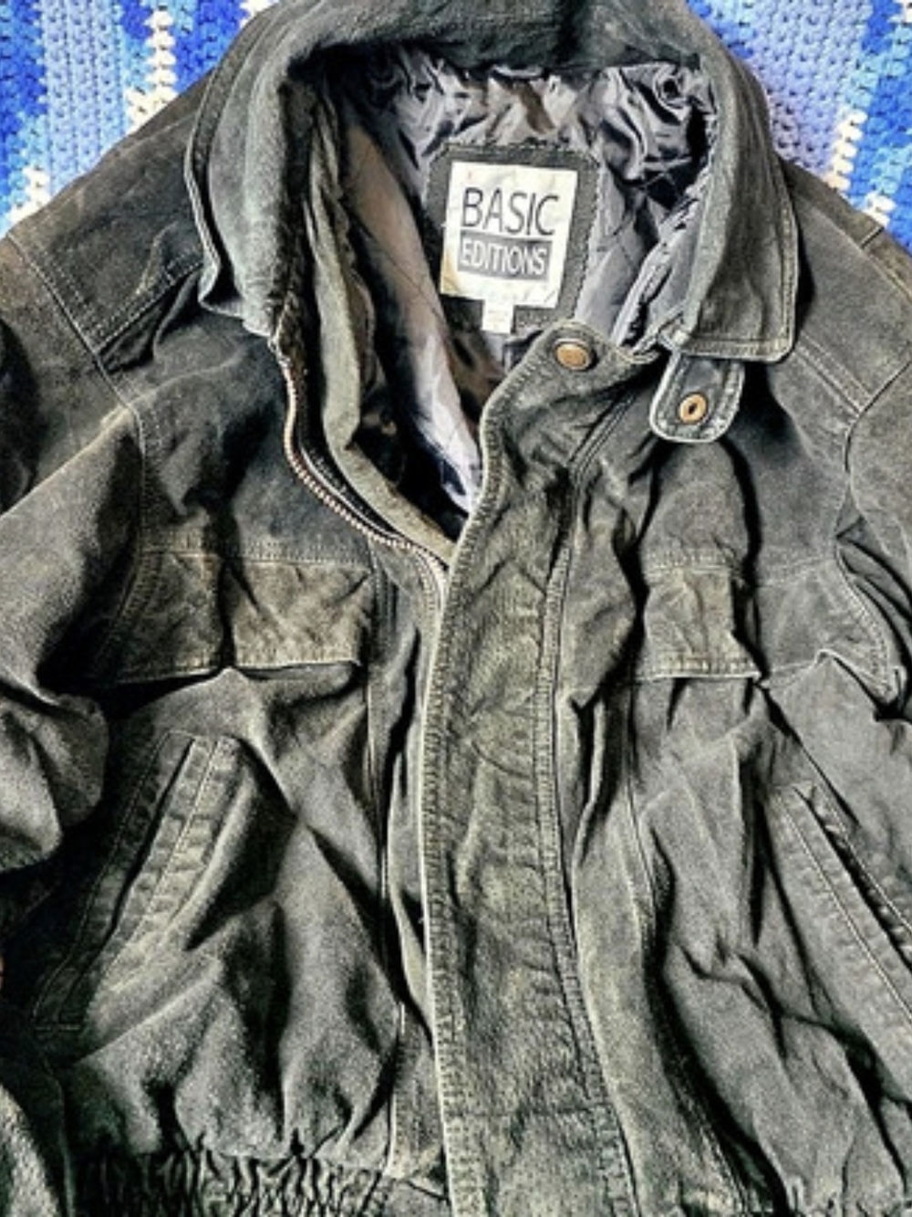 Unisex Basic Editions Black Utility Jacket| Suede
